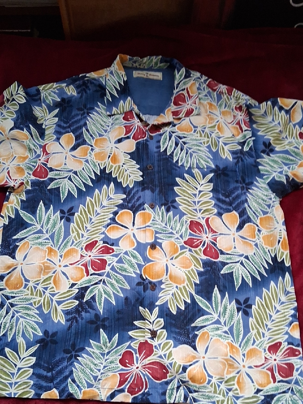 Mens Tommy Bahama Floral Silk Hawaiian Shirt Large